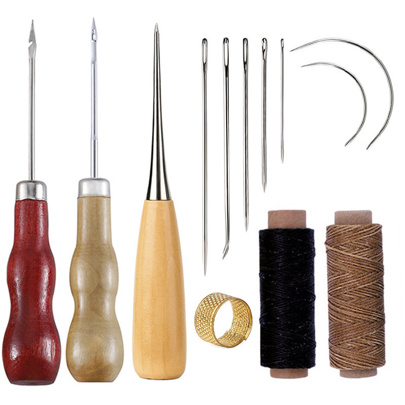 Leatherwork For Beginners - 13pcs Waxed Thread Leatherworking Tools Set