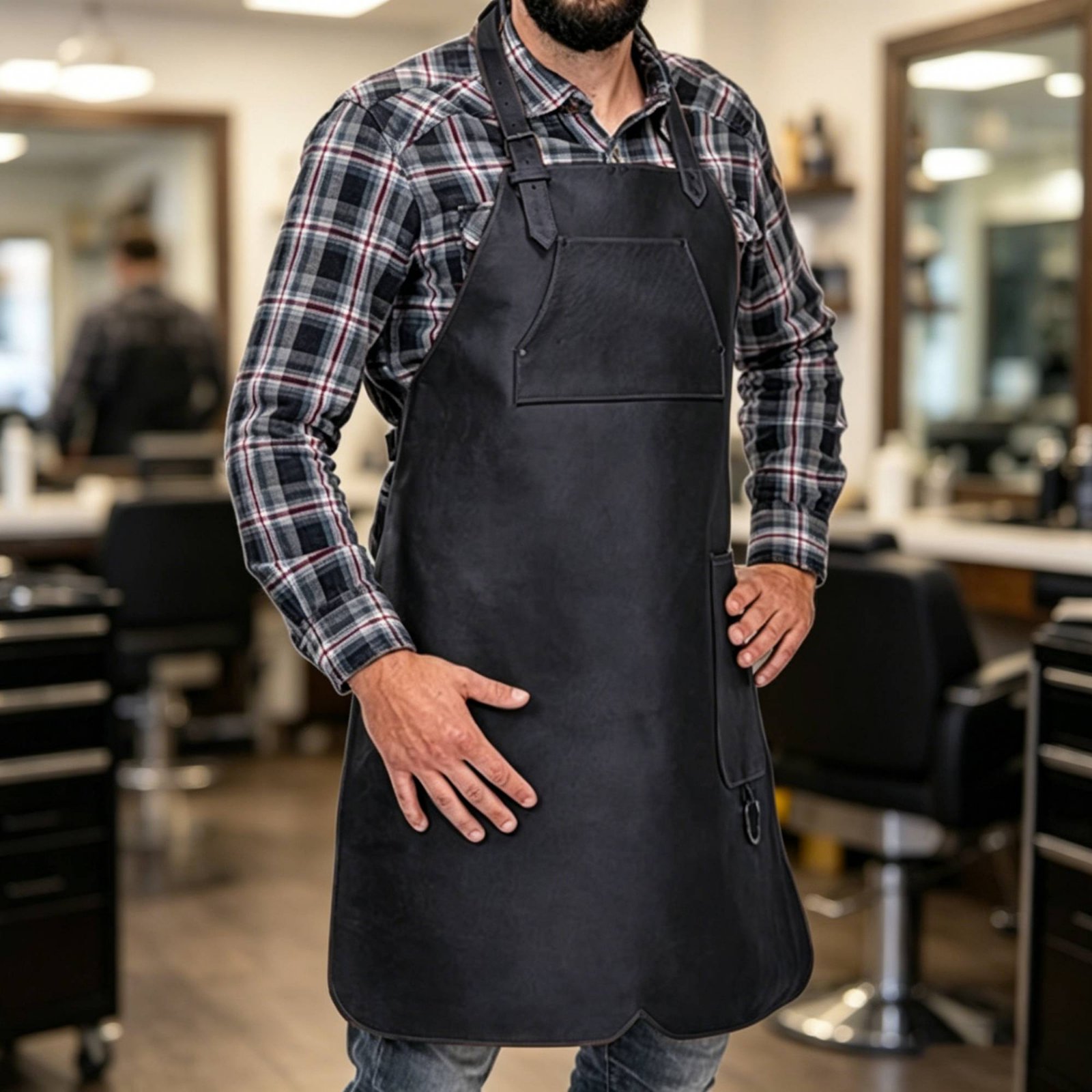 Leatherwork Apron - Waterproof Hair Stylist Apron With Pockets