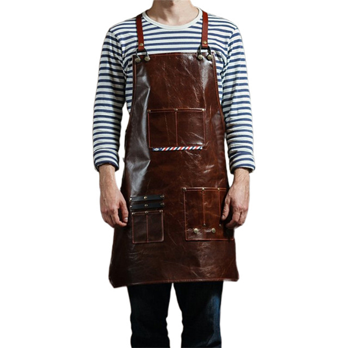Leatherwork Apron - Men's Leather Work Apron with Multi