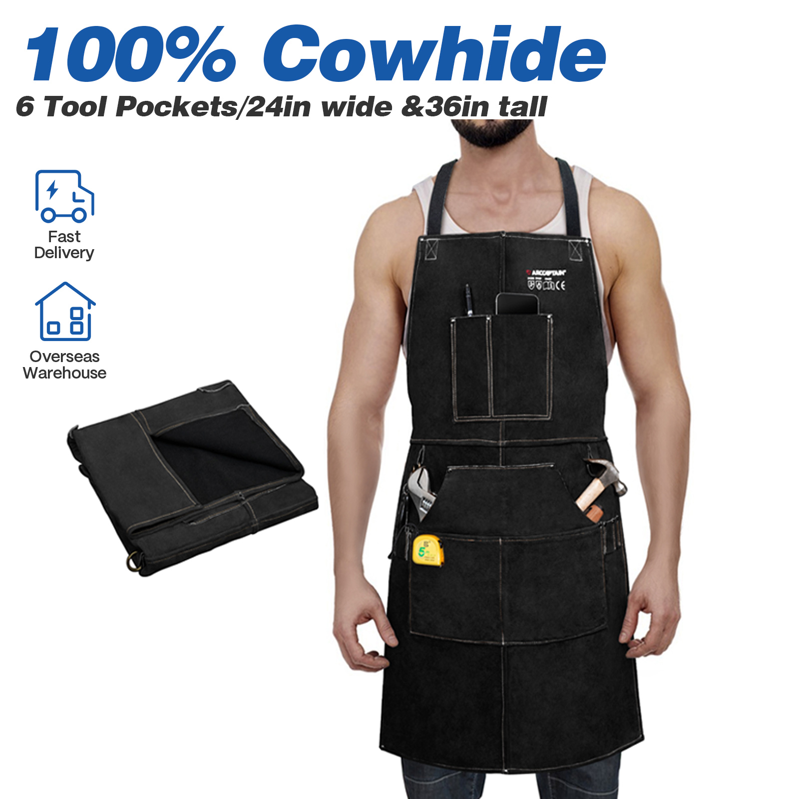 Leatherwork Apron - ARCCAPTAIN Leather Welding Work Apron Heat