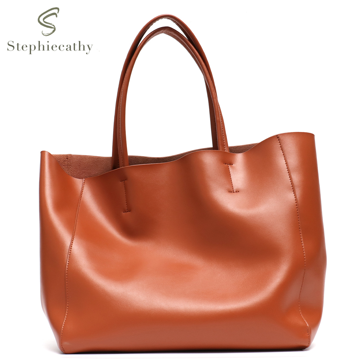 Leather Workshop - Minimalist Big Tote Bag Women Fashionable