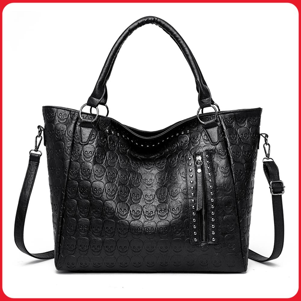 Leather Workshop - Punk Skull Crossbody Bag PU Leather