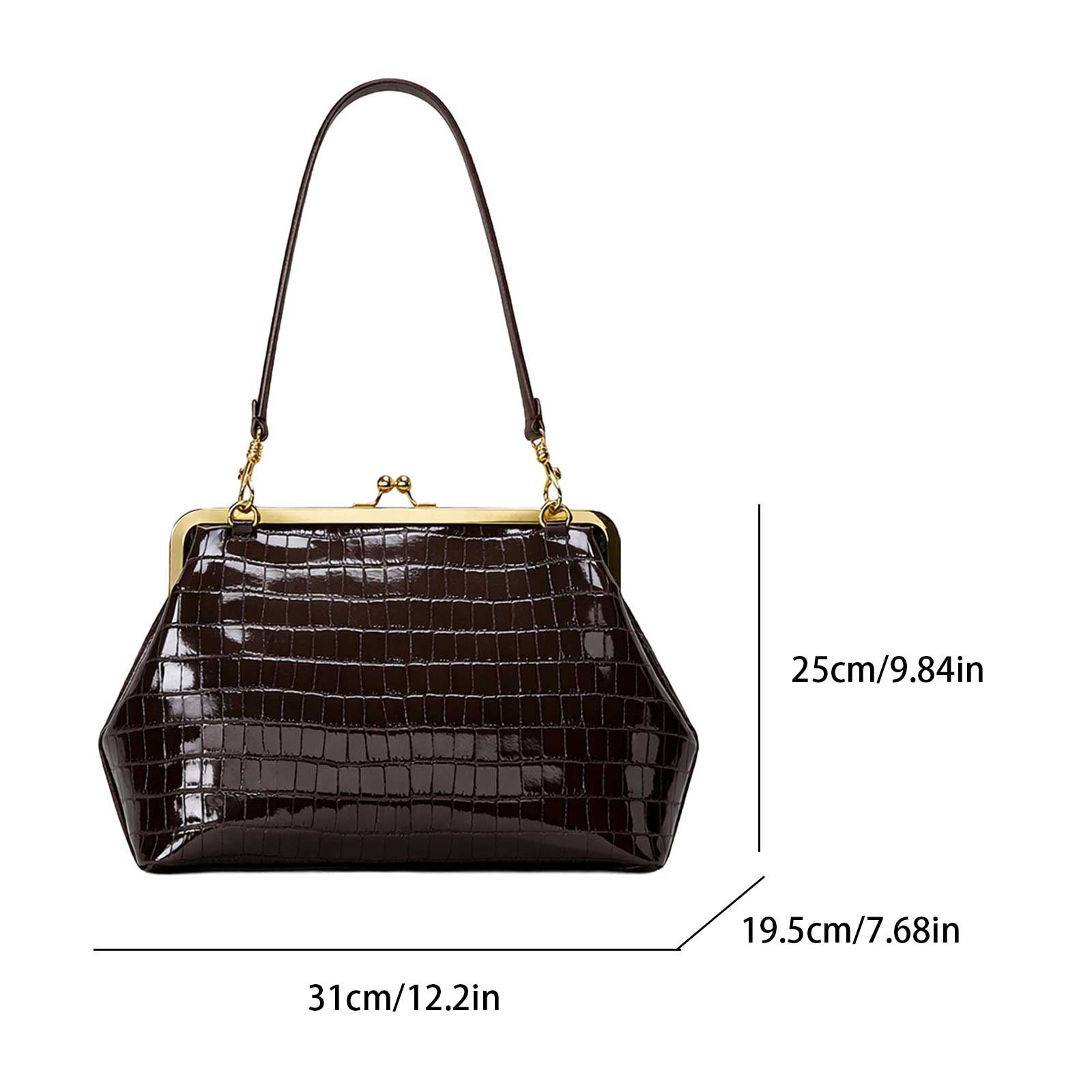 PU Leather Kiss Lock Bag with  - огляд і ціна Leather Workshop